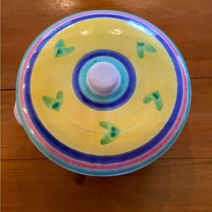 “CALECA” COVERED POTTERY. NEW. 8” x 3.”